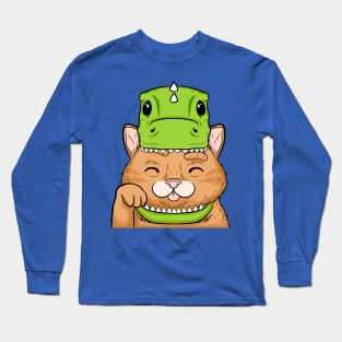 funny cat halloween dinosaur Long Sleeve T-Shirt